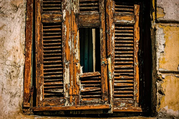 Blick Auf Die Fassade Eines Alten Hauses Griechenland — Stockfoto