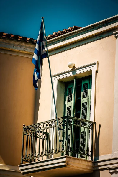 Utsikt Över Fasaden Ett Gammalt Hus Grekland — Stockfoto