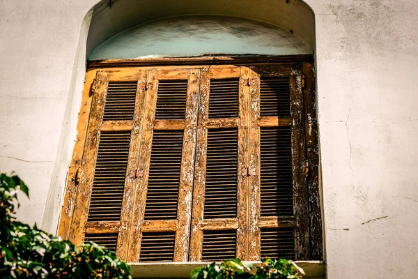 Vista Fachada Una Casa Antigua Grecia — Foto de Stock