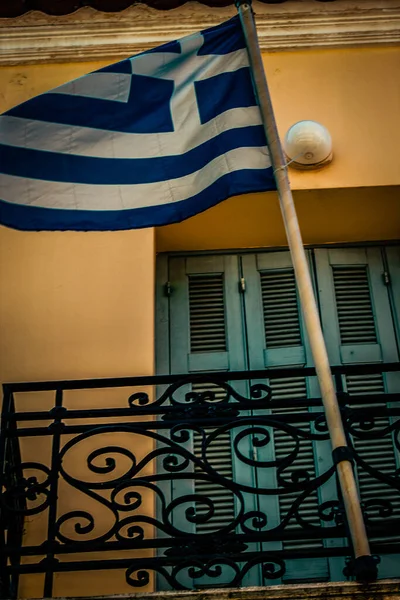 Uitzicht Gevel Van Een Oud Huis Griekenland — Stockfoto