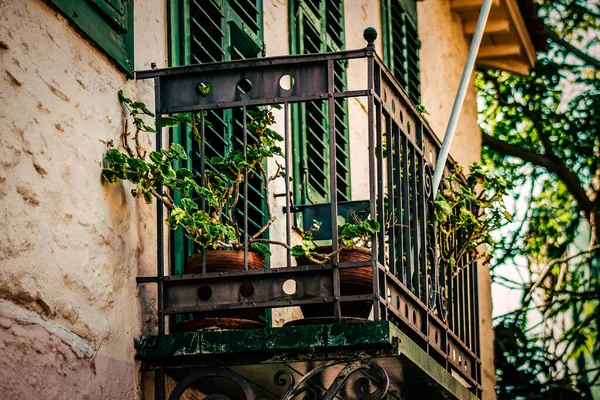 Blick Auf Die Fassade Eines Alten Hauses Griechenland — Stockfoto