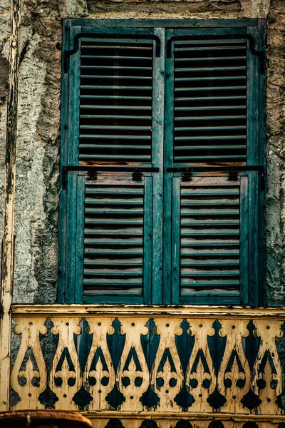 Vista Fachada Una Casa Antigua Grecia — Foto de Stock