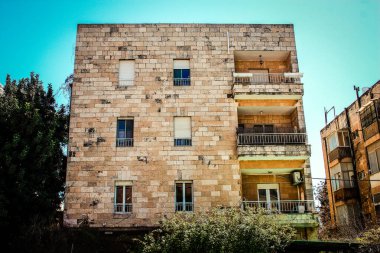 İsrail 'deki Kudüs' ün tarihi bölgesindeki bir binanın dış görünüşü