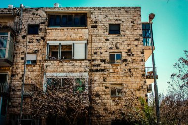 İsrail 'deki Kudüs' ün tarihi bölgesindeki bir binanın dış görünüşü