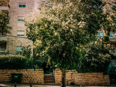 İsrail 'deki Kudüs' ün tarihi bölgesindeki bir binanın dış görünüşü