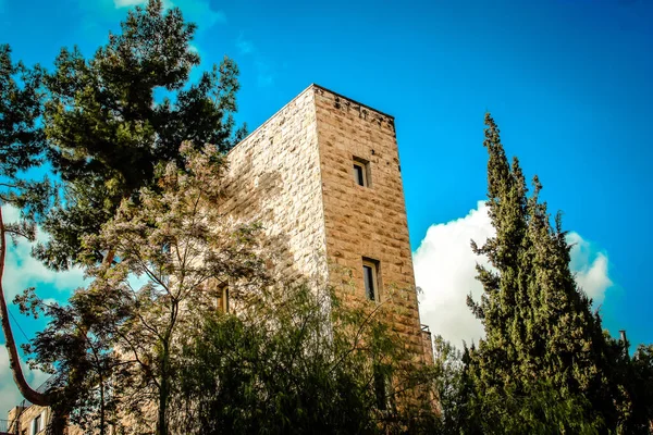 Blick Auf Die Fassade Eines Gebäudes Historischen Viertel Von Jerusalem — Stockfoto
