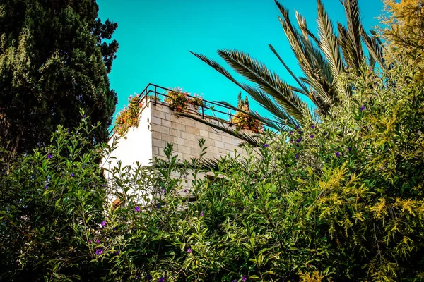 Blick Auf Die Fassade Eines Gebäudes Historischen Viertel Von Jerusalem — Stockfoto