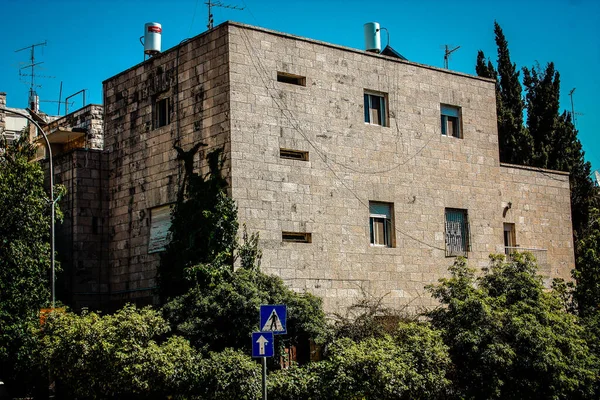 Utsikt Över Fasaden Byggnad Den Historiska Stadsdelen Jerusalem Israel — Stockfoto