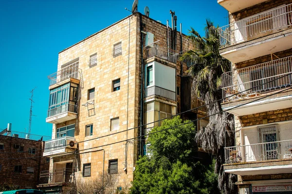 Vista Fachada Edifício Bairro Histórico Jerusalém Israel — Fotografia de Stock