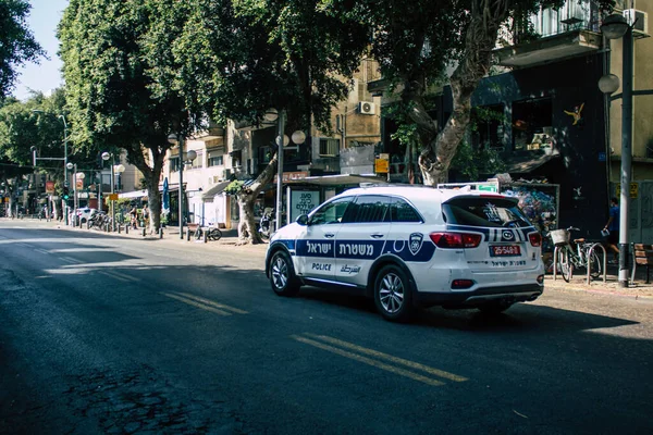 Tel Aviv Israel Septiembre 2020 Vista Coche Policía Tradicional Israelí — Foto de Stock