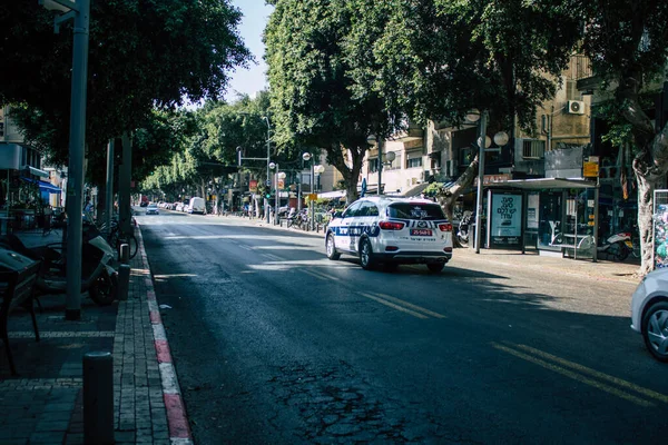 Tel Aviv Israel Szeptember 2020 Egy Hagyományos Izraeli Rendőrautó Megtekintése — Stock Fotó