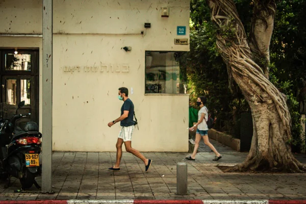 Tel Aviv Israel Setembro 2020 Vista Pessoas Não Identificadas Com — Fotografia de Stock