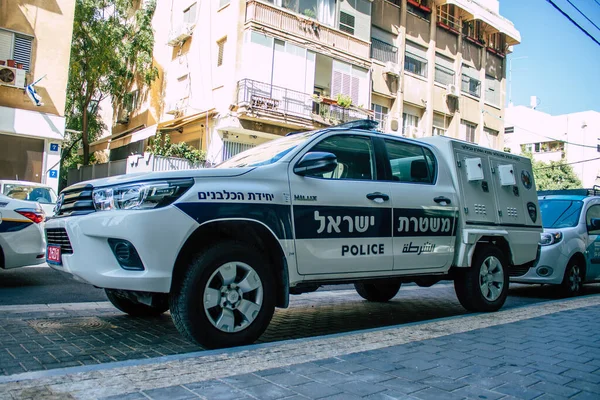 Tel Aviv Israel Septiembre 2020 Vista Coche Policía Israelí Tradicional — Foto de Stock