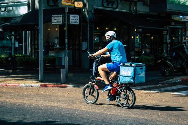 Tel Aviv Israel Setembro 2020 Vista Povo Não Identificado Com — Fotografia de Stock