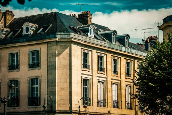 Vista Fachada Edificio Centro Histórico Reims Francia —  Fotos de Stock