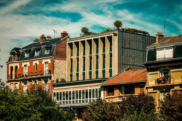 Gezicht Gevel Van Een Gebouw Het Historische Centrum Van Reims — Stockfoto