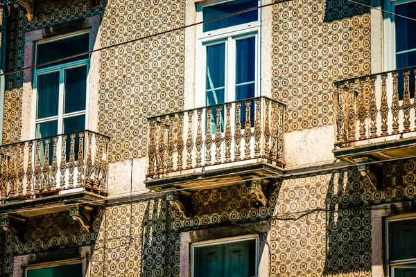 Вид Фасад Здания Центре Лиссабона Португалии — стоковое фото