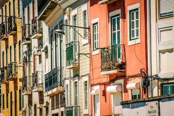 View Facade Building Downtown Lisbon Portugal — Stock Photo, Image