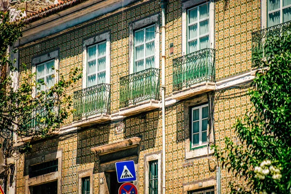Vista Fachada Edifício Centro Lisboa Portugal — Fotografia de Stock