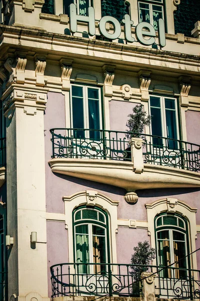 View Facade Building Downtown Lisbon Portugal — Stock Photo, Image