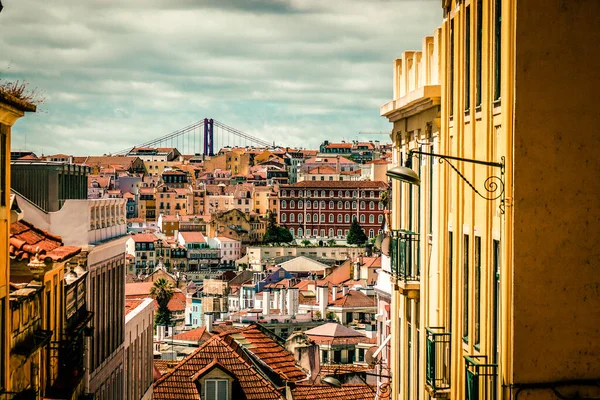 Widok Fasadę Budynku Centrum Lizbony Portugalii — Zdjęcie stockowe