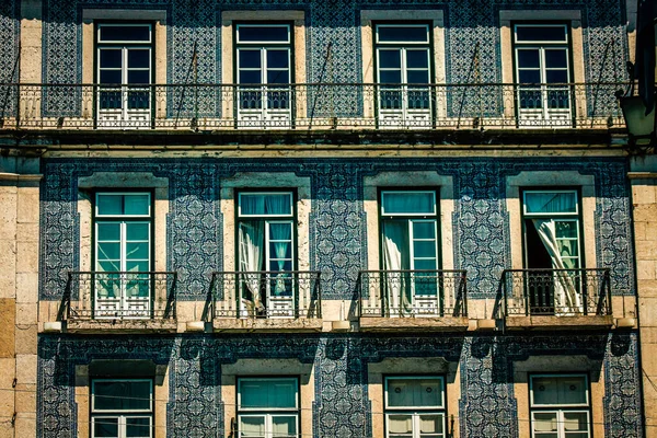 Vista Fachada Edifício Centro Lisboa Portugal — Fotografia de Stock