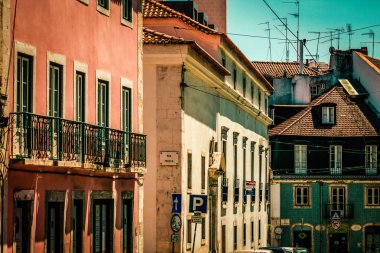 Lizbon şehir merkezindeki bir binanın dış görünüşü Portekiz 'de