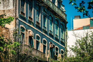 Lizbon şehir merkezindeki bir binanın dış görünüşü Portekiz 'de