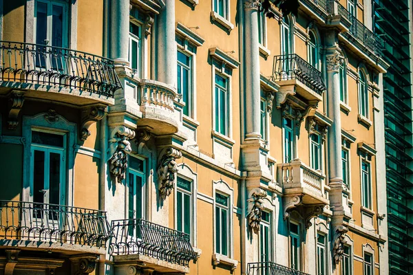 View Facade Building Downtown Lisbon Portugal — Stock Photo, Image