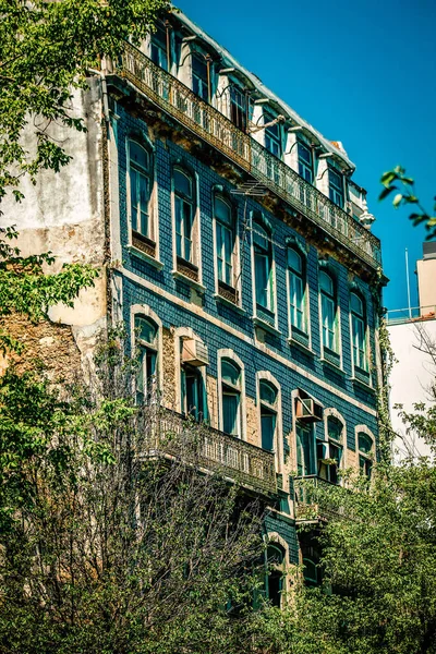 Lizbon Şehir Merkezindeki Bir Binanın Dış Görünüşü Portekiz — Stok fotoğraf