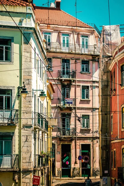 Вигляд Фасад Будинку Центрі Лісабона Португалія — стокове фото