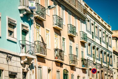 Lizbon şehir merkezindeki bir binanın dış görünüşü Portekiz 'de