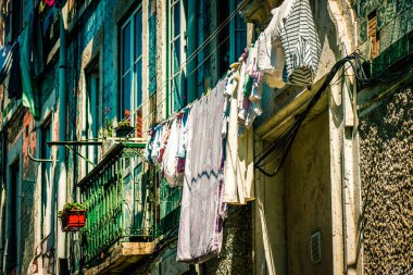 Lizbon şehir merkezindeki bir binanın dış görünüşü Portekiz 'de