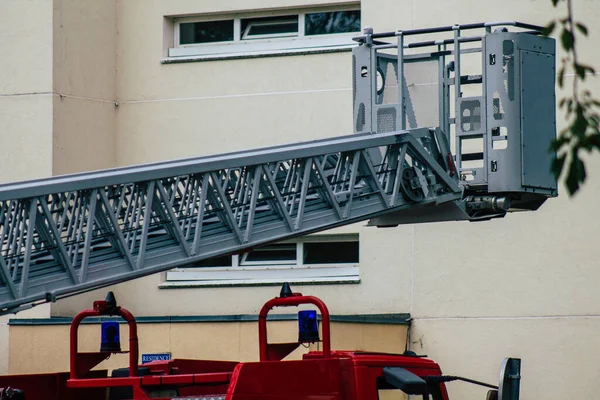 Reims França Outubro 2020 Vista Carro Bombeiros Francês Intervenção Nas — Fotografia de Stock