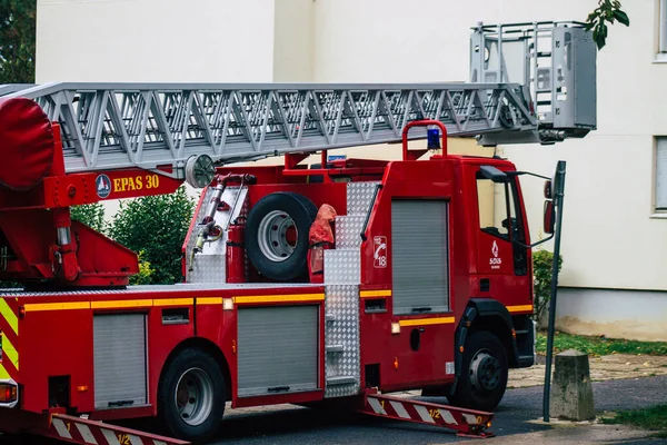 Reims France October 2020 View French Fire Engine Intervention Streets — Stock Photo, Image