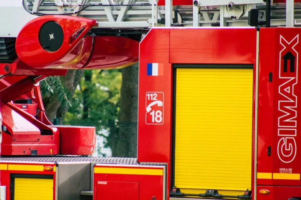 Reims France Octobre 2020 Vue Pompier Français Intervention Dans Les — Photo