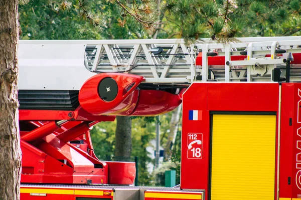 Reims França Outubro 2020 Vista Carro Bombeiros Francês Intervenção Nas — Fotografia de Stock