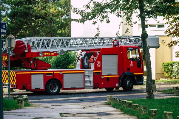 Reims France October 2020 View French Fire Engine Intervention Streets — Stock Photo, Image
