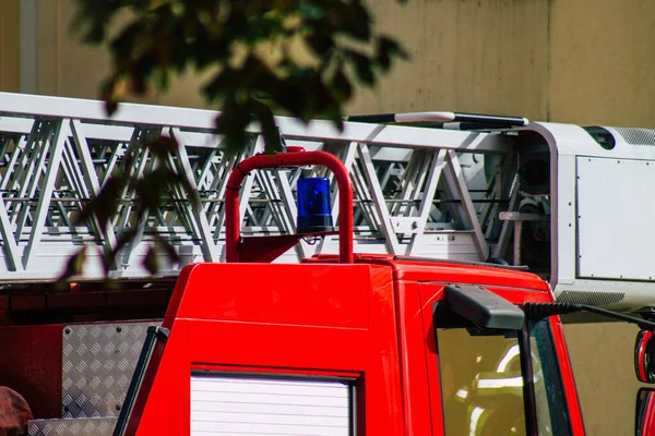 Reims França Outubro 2020 Vista Carro Bombeiros Francês Intervenção Nas — Fotografia de Stock