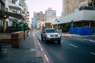 Tel Aviv İsrail 10 Ekim 2020 Coronavirus salgını sırasında Tel Aviv 'in boş sokaklarının görüntüsü ve nüfusu kontrol altına almak için tecrit
