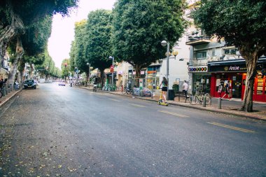 Tel Aviv İsrail 10 Ekim 2020 Coronavirus salgını sırasında Tel Aviv 'in boş sokaklarının görüntüsü ve nüfusu kontrol altına almak için tecrit