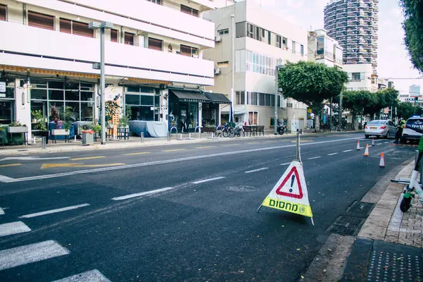 Tel Aviv Israel Outubro 2020 Vista Posto Controle Polícia Nacional — Fotografia de Stock