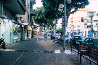 Tel Aviv İsrail 10 Ekim 2020 Coronavirus salgını sırasında Tel Aviv 'in boş sokaklarının görüntüsü ve nüfusu kontrol altına almak için tecrit