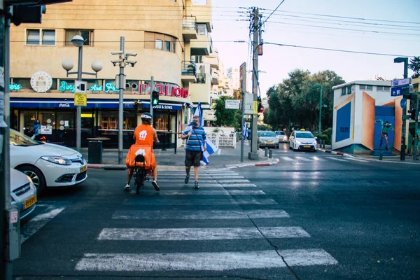 Tel Awiw Izrael Października 2020 Widok Niezidentyfikowanych Ludzi Masce Ochrony — Zdjęcie stockowe