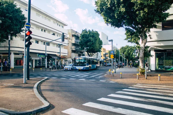 Tel Aviv Israel Oktober 2020 Visa Traditionell Israelisk Buss Som — Stockfoto