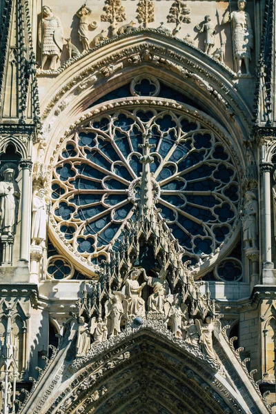 Reims Franciaország Október 2020 Kilátás Külső Homlokzat Notre Dame Reims — Stock Fotó