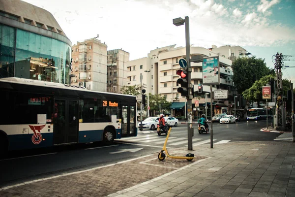 Tel Aviv Israel Oktober 2020 Utsikt Över Israelisk Buss Som — Stockfoto