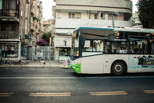 Tel Aviv Israel Outubro 2020 Vista Ônibus Público Israelense Dirigindo — Fotografia de Stock