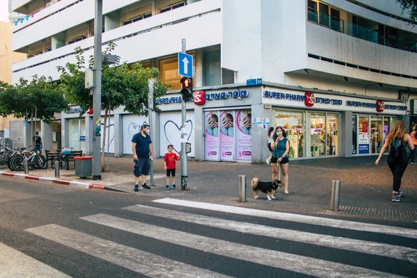 Tel Aviv Israël Oktober 2020 Zicht Niet Geïdentificeerde Mensen Met — Stockfoto