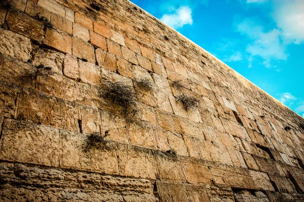 Close Western Wall Wailing Wall Souvent Raccourci Kotel Est Site — Photo